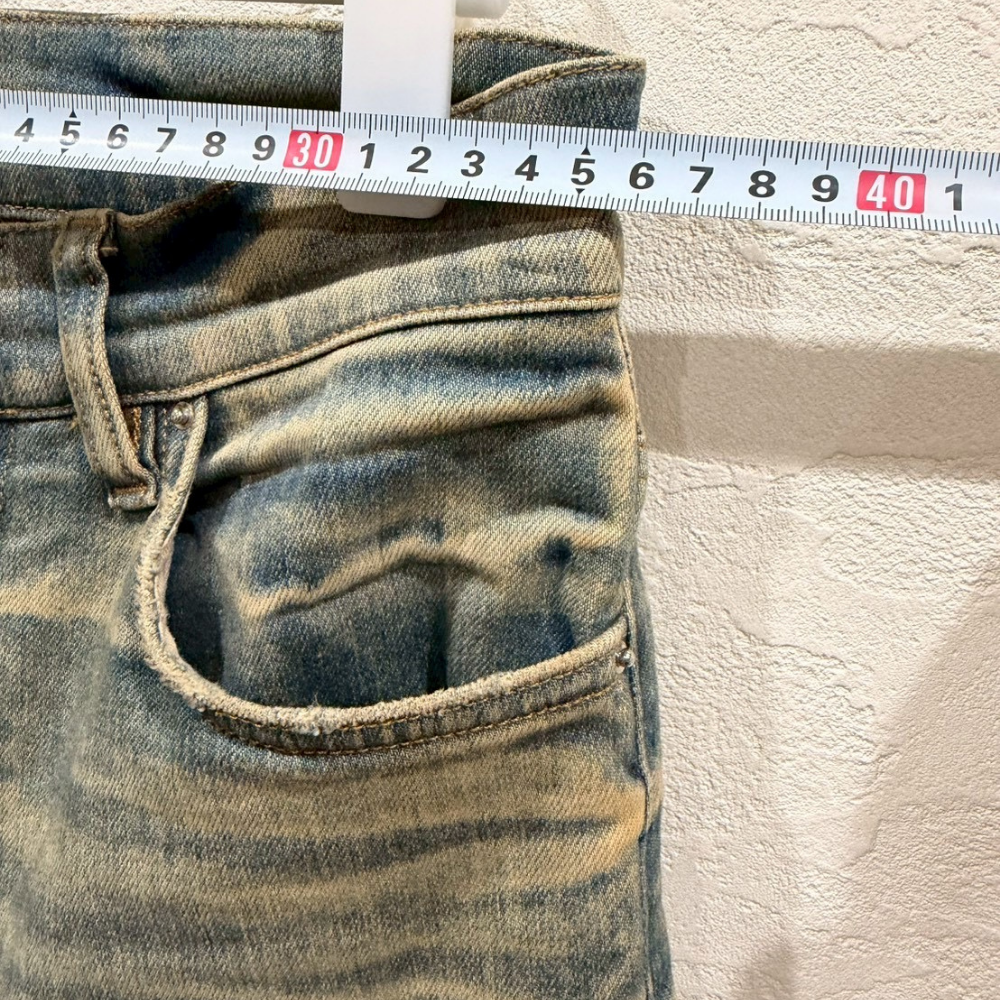 AMIRI ダメージ加工 スキニーデニム ブルー クラッシュデザイン サイズ 32 相当 - 画像 (9)