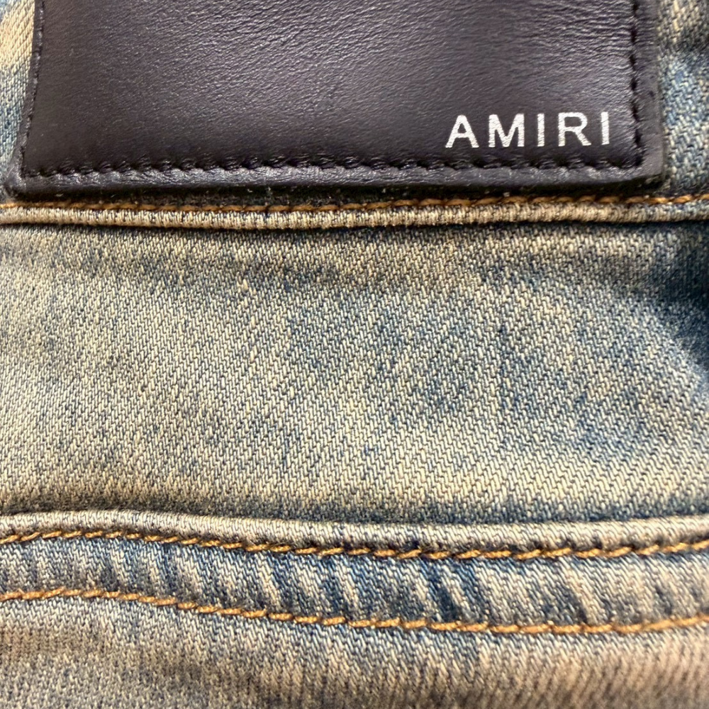 AMIRI ダメージ加工 スキニーデニム ブルー クラッシュデザイン サイズ 32 相当 - 画像 (6)