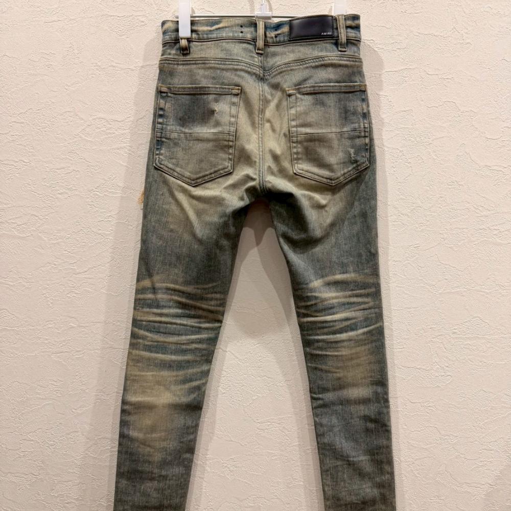 AMIRI ダメージ加工 スキニーデニム ブルー クラッシュデザイン サイズ 32 相当 - 画像 (5)