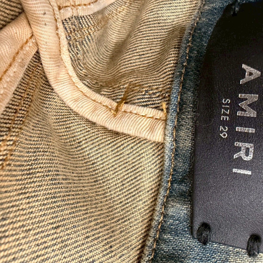 AMIRI ダメージ加工 スキニーデニム ブルー クラッシュデザイン サイズ 32 相当 - 画像 (4)