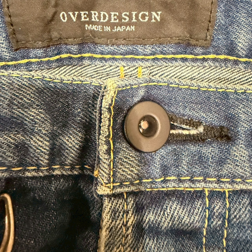 OVER DESIGN デニムパンツ 日本製 クラッシュ リペア ペイント加工 スキニー - 画像 (3)