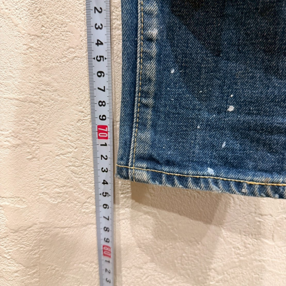 OVER DESIGN デニムパンツ 日本製 クラッシュ リペア ペイント加工 スキニー - 画像 (8)