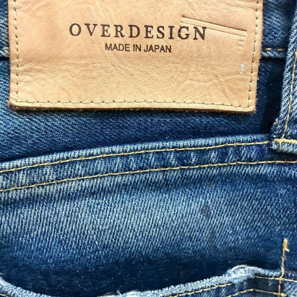 OVER DESIGN デニムパンツ 日本製 クラッシュ リペア ペイント加工 スキニー - 画像 (6)