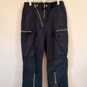 Aimste Black マルチジップ デザインカーゴパンツ ブラック テーパード メンズ