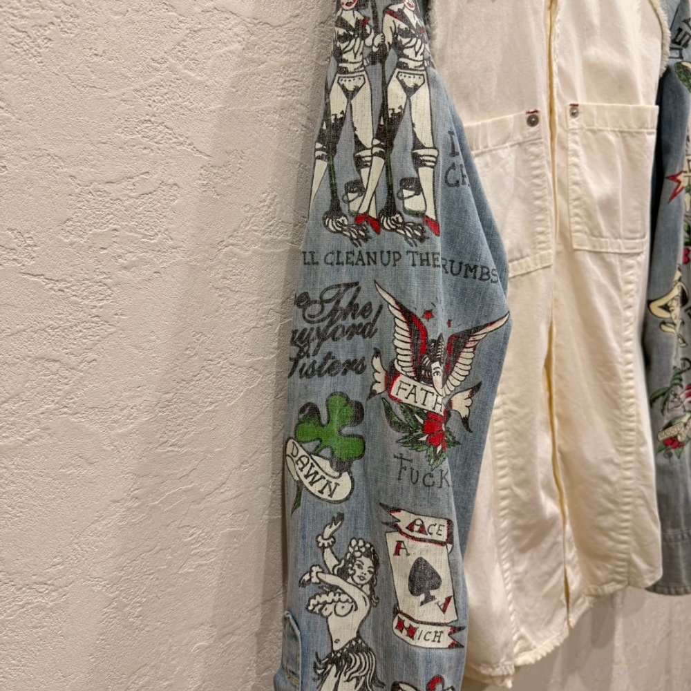 DSQUARED2 デニム切替シャツ 総柄スリーブ 刺繍プリント アーカイブモデル メンズ - 画像 (9)