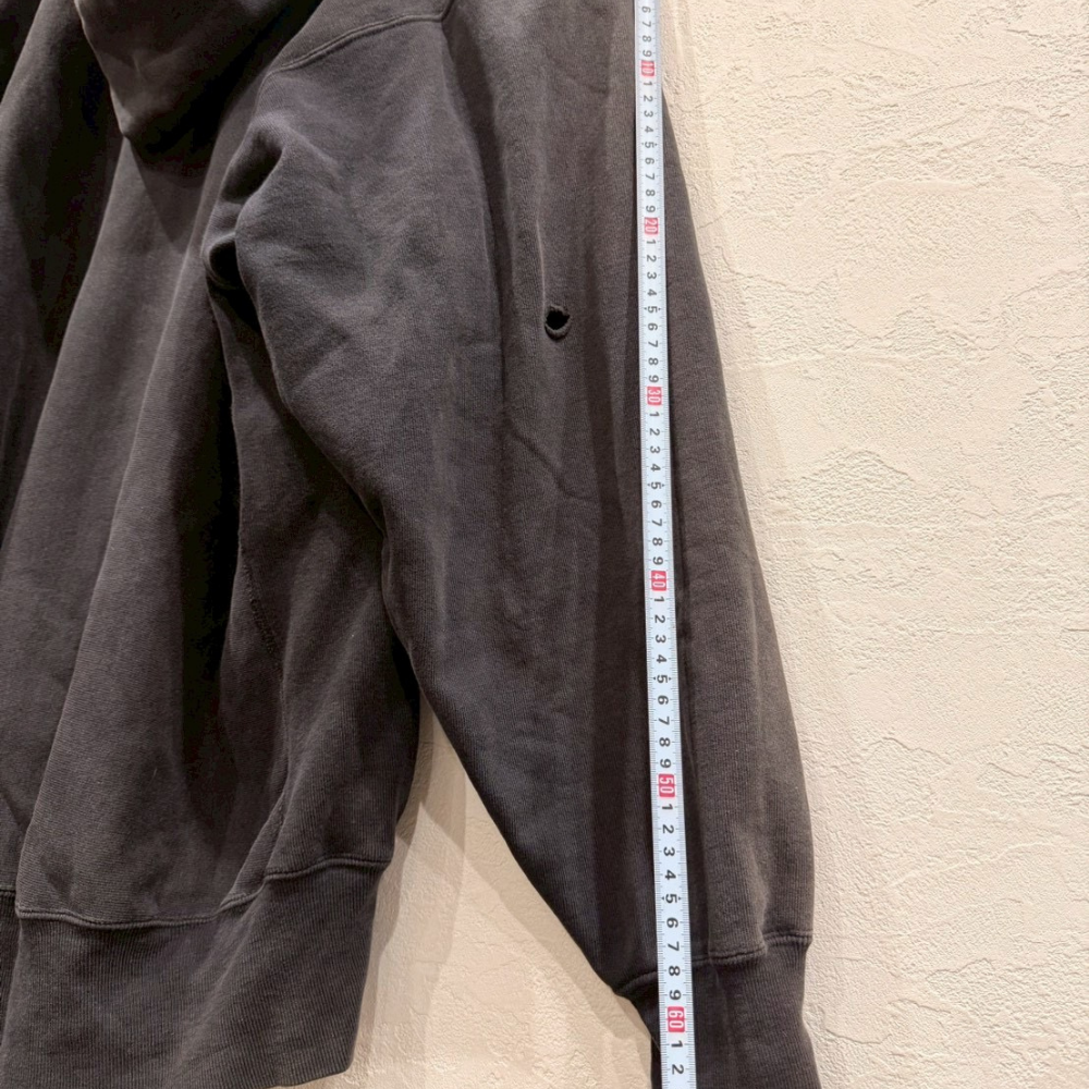 Champion リバースウィーブ フーディ Vガゼット 目あり 刺繍ロゴ グレー Vintage - 画像 (7)