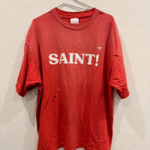 SAINT! ヴィンテージ加工 ダメージTシャツ / レッド / グラフィックTEE
