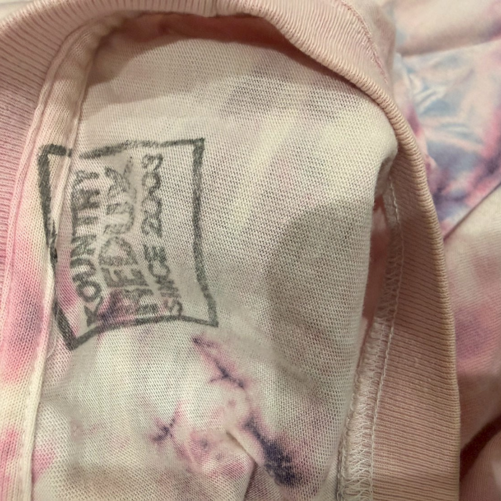 タイダイ リブケージ(骨格)プリントTシャツ / ピンク系 / 国旗ワッペン付き / ヴィンテージ加工 - 画像 (8)