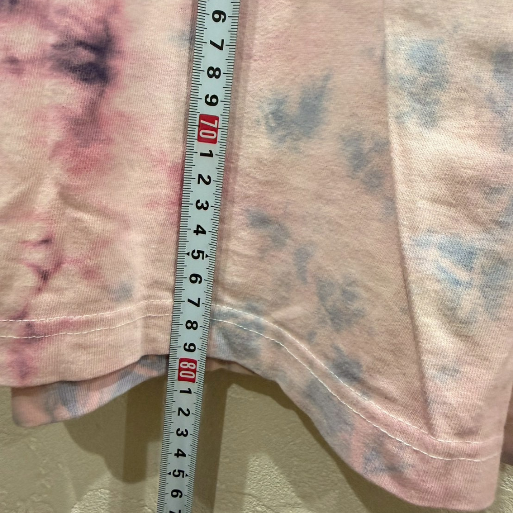 タイダイ リブケージ(骨格)プリントTシャツ / ピンク系 / 国旗ワッペン付き / ヴィンテージ加工 - 画像 (5)
