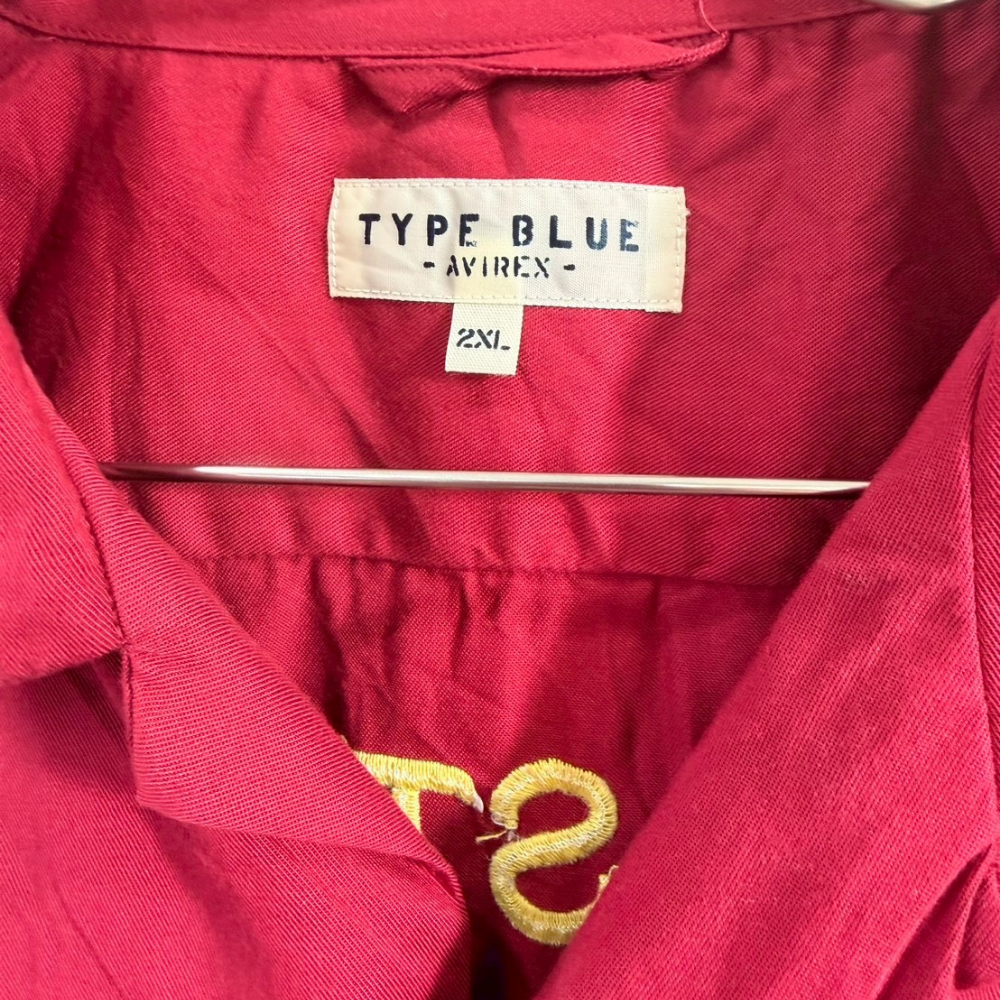 TYPE BLUE 刺繍シャツジャケット “FAR EAST CRUISE” ドラゴン&イーグル柄 レッド M - 画像 (2)