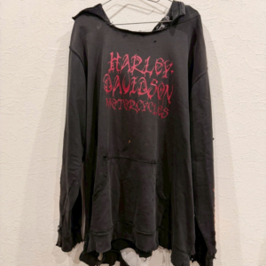 Harley-Davidson 炎プリント クラッシュ加工 ロングスリーブ スカルデザイン